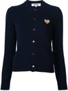 Comme Des Garçons Play Embroidered Heart Cardigan In Blue