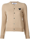 Comme Des Garçons Play Embroidered-heart Button-up Cardigan In Light Camel