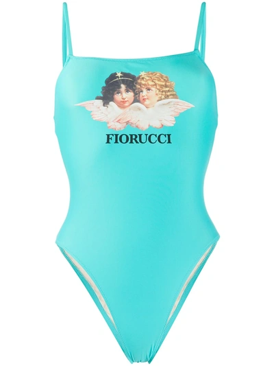 Fiorucci Angels Swimsuit In Turquoise-blue