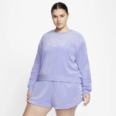 Nike Sportswear Women's French Terry Crew (plus Size) (light Thistle) - Clearance Sale