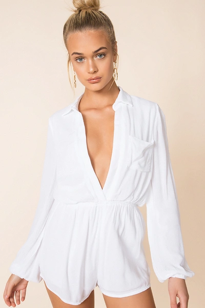 Superdown Tracie Collared Romper In White