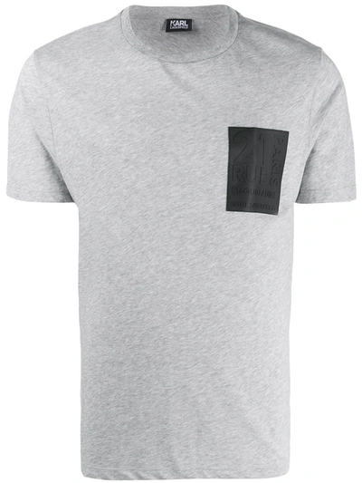 Karl Lagerfeld Rue St-guillaume Patch T-shirt In Grey