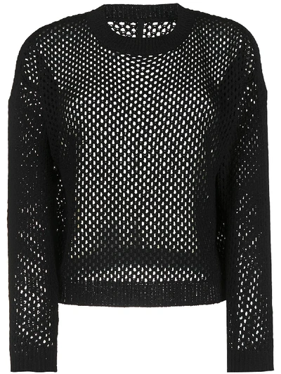 Sara Lanzi Open Knit Cropped Jumper In Black