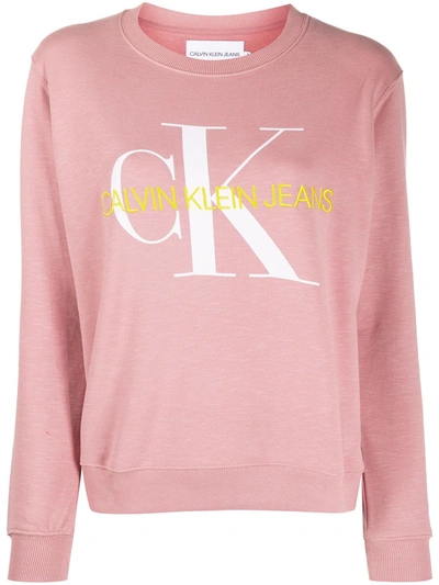 Calvin Klein Jeans Est.1978 Logo-embroidered Crew Neck Sweatshirt In Pink