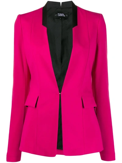 Karl Lagerfeld Fitted Lapeless Blazer In Pink