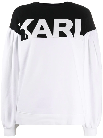 Karl Lagerfeld Puffy-sleeve Logo Sweatshirt In White