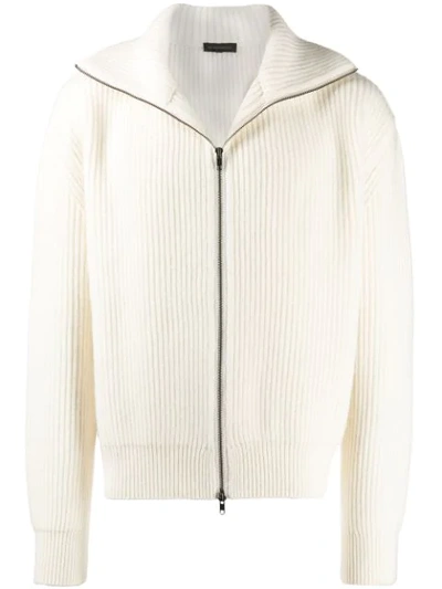 Ann Demeulemeester Drop-shoulder Zip-up Sweatshirt In White