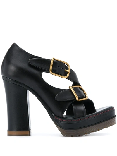 Chloé Women's Daisy Lug-sole Leather Platform Sandals In Black