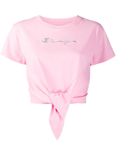 Chiara Ferragni X Champion Tie Front T-shirt In Pink