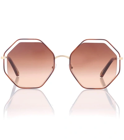 Chloé Poppy Geometric Sunglasses In Brown