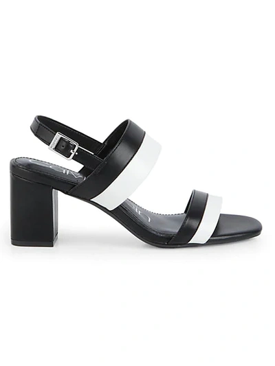 Calvin Klein Carmi Two-tone Faux Leather Heeled Sandals In Black White