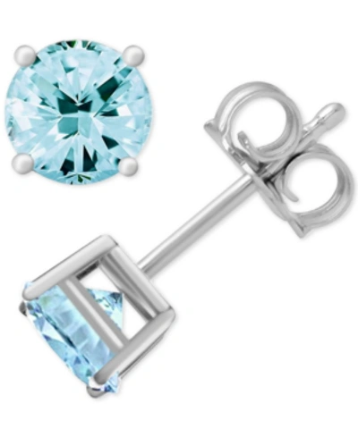 Essentials And Now This Glass Stone Stud Earrings In Silver-plate In Aquamarine Glass