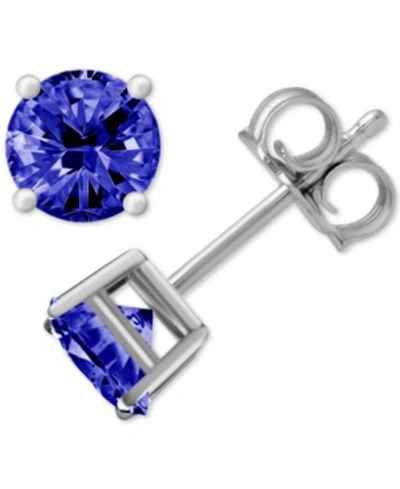 Essentials And Now This Glass Stone Stud Earrings In Silver-plate In Sapphire Glass
