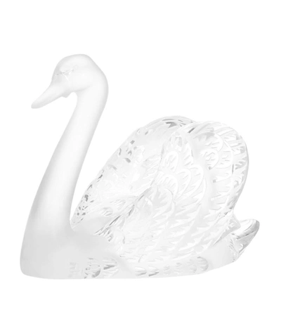 Lalique Swan Head Up Sculpture In White