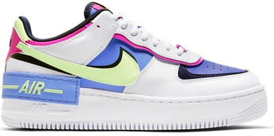Pre-owned Nike Air Force 1 Low Shadow White Sapphire Barely Volt (women's) In White/sapphire-fire Pink-barely Volt