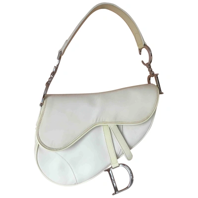 Pre-owned Dior Saddle Silk Handbag In Ecru