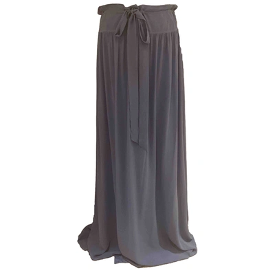 Pre-owned Lanvin Silk Maxi Skirt In Blue