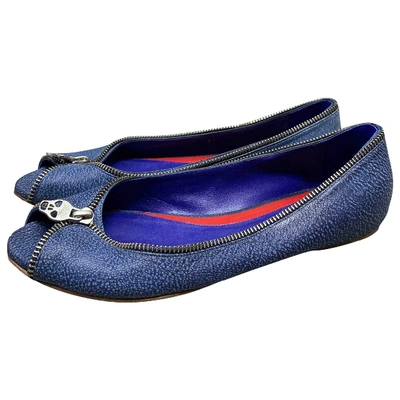 Pre-owned Alexander Mcqueen Ballet Flats In Blue