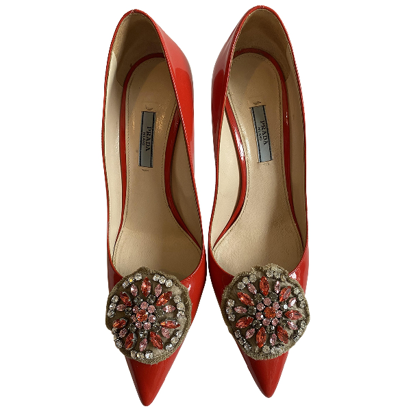 Pre-Owned Prada Red Patent Leather Heels | ModeSens