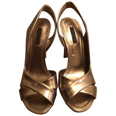 Pre-owned Louis Vuitton Patent Leather Sandals In Gold