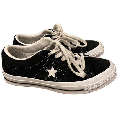Pre-owned Converse Velvet Trainers In Black