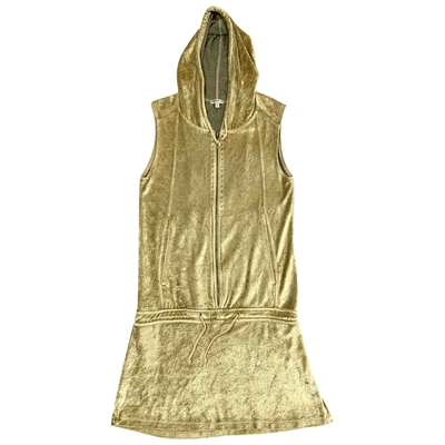 Pre-owned Pinko Velvet Mini Dress In Gold