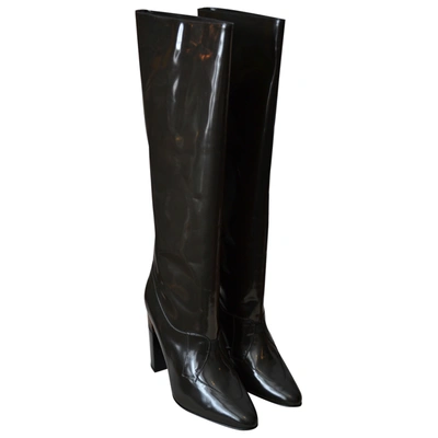 Pre-owned Marni Patent Leather Boots In Green