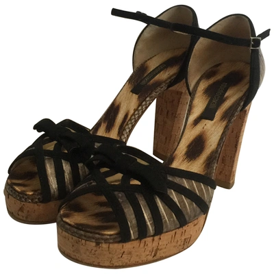 Pre-owned Roberto Cavalli Leather Sandal In Brown