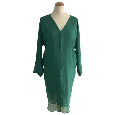 Pre-owned Saint Laurent Silk Mid-length Dress In Green