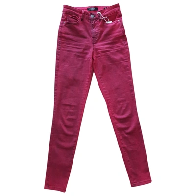 Pre-owned Guess Slim Jeans In Burgundy