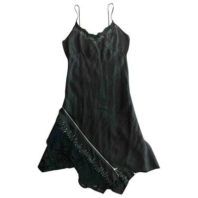 Pre-owned John Richmond Linen Mid-length Dress In Black