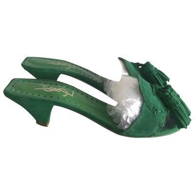 Pre-owned Saint Laurent Sandals In Green