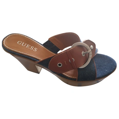 Pre-owned Guess Leather Sandals In Blue