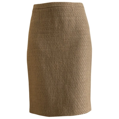 Pre-owned Ferragamo Gold Linen Skirt