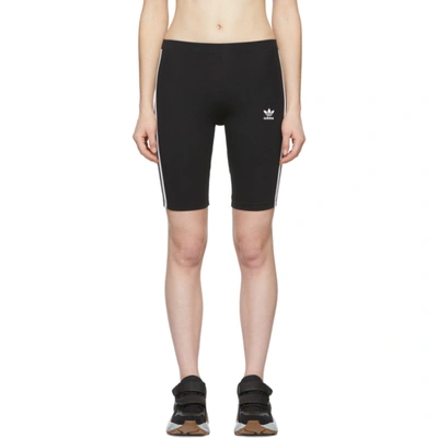 Adidas Originals Striped Stretch-cotton Jersey Shorts In Black