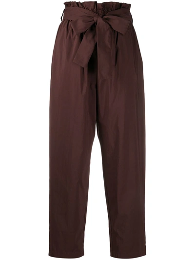 Msgm Paperbag Waist Trousers In Brown