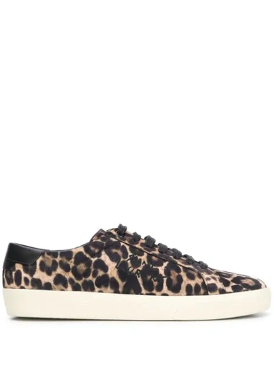 Saint Laurent Court Classic Sl/06 Leopard-print Trainers In Brown