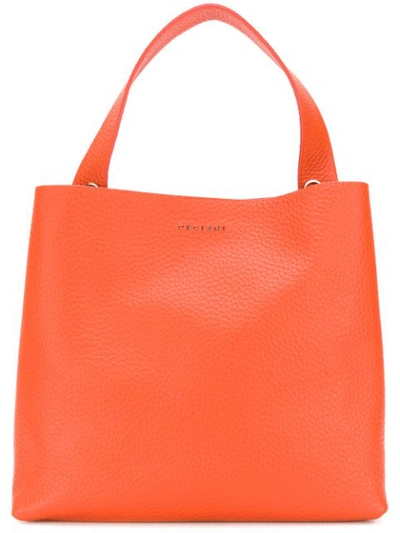 Orciani Soft Logo Plaque Tote Bag In Orange