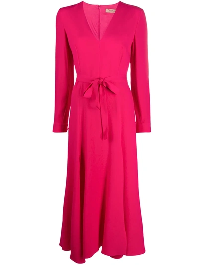 Twinset V-neck Midi Dress In Pink