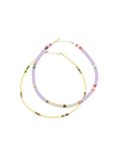 All The Must Gold-plated Heishi Beaded Necklace Set In Yellow