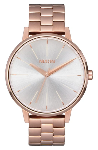 Nixon 'the Kensington' Round Bracelet Watch, 37mm In Silver/rose Gold