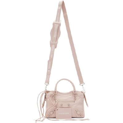 Balenciaga Classic City Mini Leather Shoulder Bag In Light Rose/silver