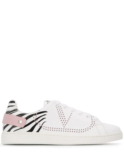 Valentino Garavani Backnet Perforated Leather Trainers In White