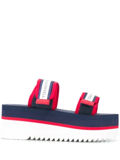 Tommy Jeans Platform-sole Touch-strap Sandals In Blue