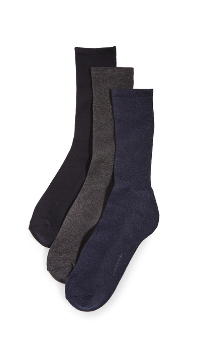 Calvin Klein Underwear 3 Pack Cushion Dress Socks In Assorted Denim/navy