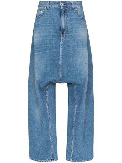 Mm6 Maison Margiela Dropped Crotch Cotton Denim Jeans In Blue