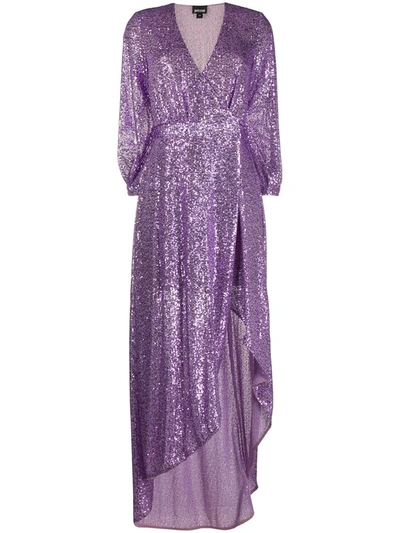 Just Cavalli Sequin V-neck Wrap Dress In Purple