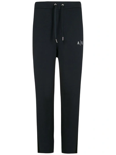 Armani Exchange Front Pleat Detail Drawstring Track Pants In Blue