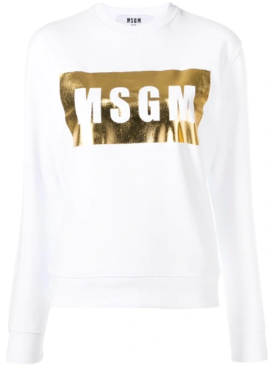 Msgm Metallic Logo Sweatshirt In White
