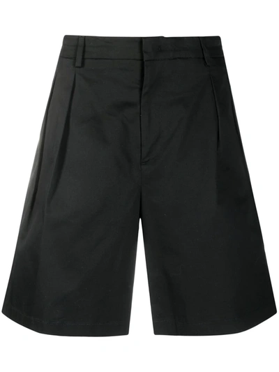 Low Brand Pleated Stretch-cotton Bermuda Shorts In Black